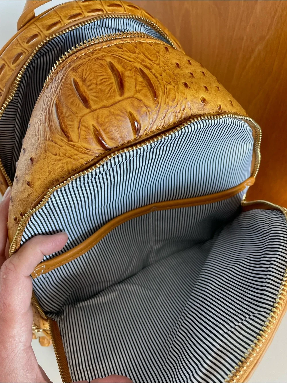 Ostrich Croc faux leather Women's Backpack and Wallet Set